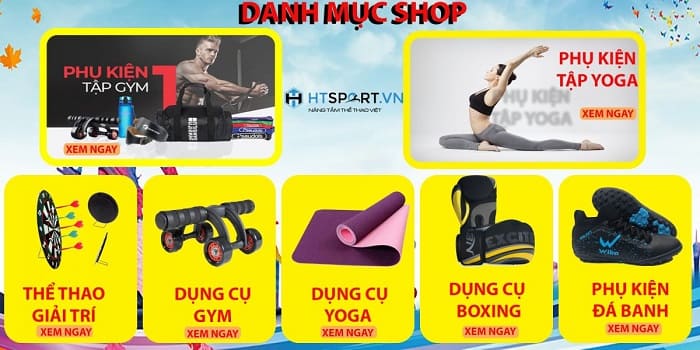 HT Sport đa dạng các dụng cụ, thiết bị phục vụ nhiều bộ môn thể thao